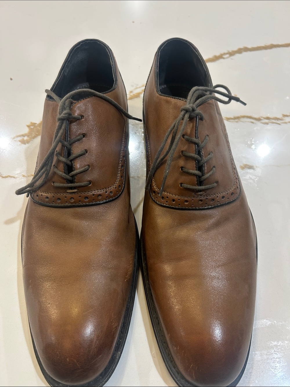 Aston Grey Drake Men’s Brown Leather Oxford Dress Shoes Size 11